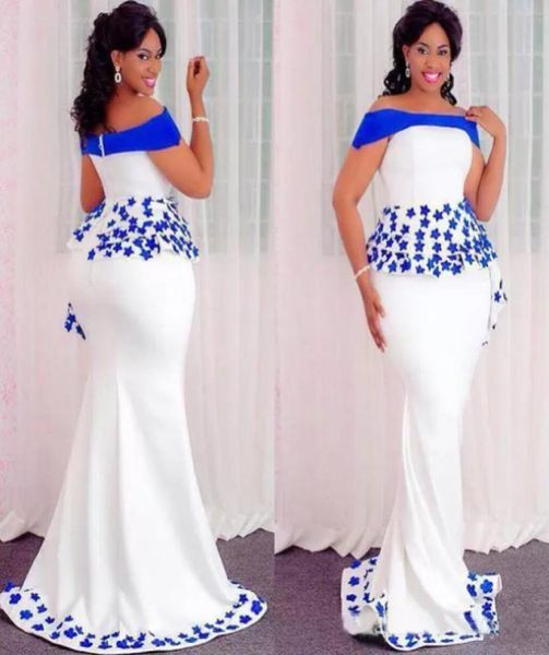 2022 Neujahr039s Aso Ebi Styles Meerjungfrau Abendkleider mit Schößchen 2022 Schulterfrei Spitze Blumen Afrikanisch Nigerianisch Occa9730477