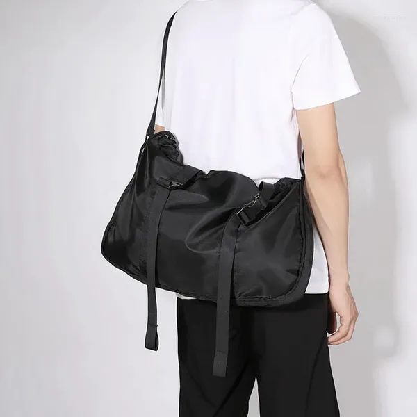 Сумка большой емкости в стиле хип-хоп, уличные сумки-мессенджеры, чисто черные сумки через плечо в стиле хип-хоп для мужчин, спортивные водонепроницаемые сумки на плечо для подростков