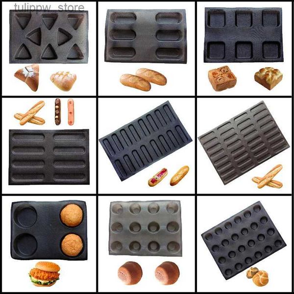 Stampi da forno Meibum Antiaderente Fibra di vetro Forma Silicone Stampo da forno per pane Hot Dog Baguette Eclair Vassoio Hamburger Panino rotondo Stampo per biscotti L240319