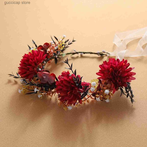 Tiaras Itacazzo tocado de novia decorado con flores para mujer aro de pelo adecuado para fiesta de cumpleaos accessorios de fotograf y239