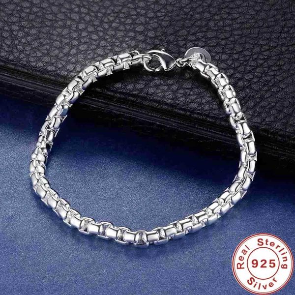 Bangle moda 925 prata 3 mm pulseira com corrente veneziana para homens festa de casamento de luxo jóias de natal atacado 240319