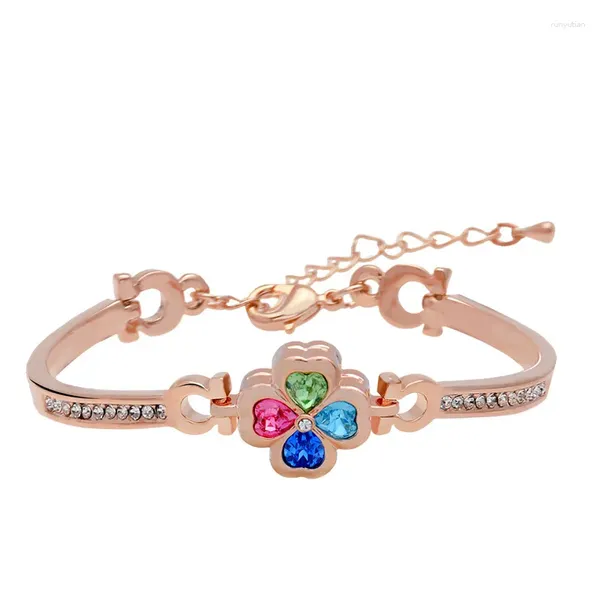 Браслет BN-00177 2024, браслеты-манжеты с кристаллами клевера, ювелирные изделия из розового золота для женщин, изящный браслет, персонализированные подарки