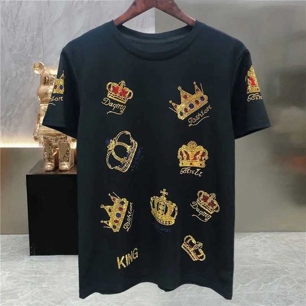 Homens camisetas Manga curta Camiseta Hot Diamond Black Manga Curta T-shirt Top Homens Moda Marca Personalidade 2021 Verão Camiseta Homme J240319