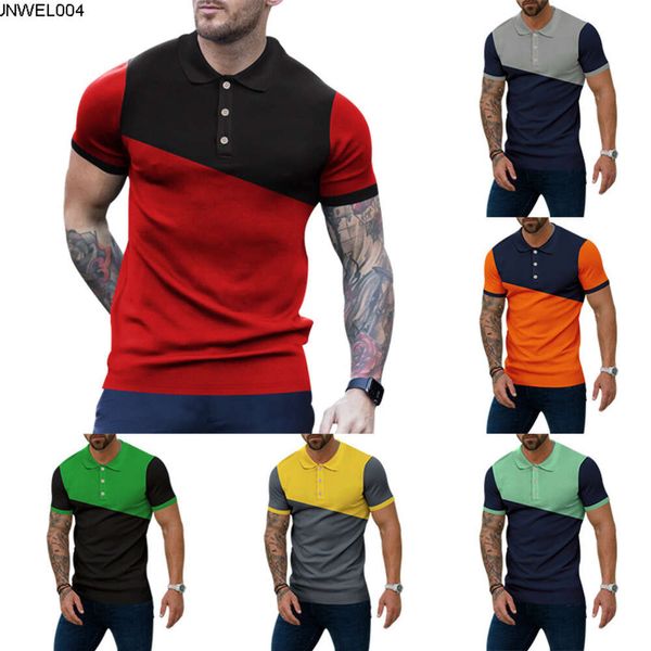 Polo estiva color block di design con risvolto abbottonato da uomo, sport, pubblicità, cultura