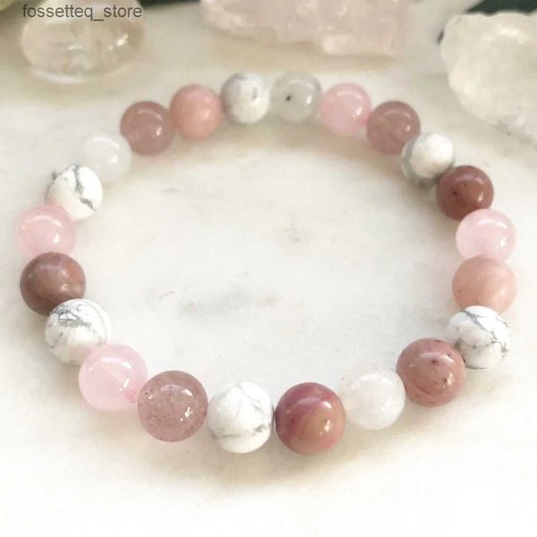 Braccialetti con ciondoli MG0881 Nuovo design da donna Quarzo sterry Pietra di luna Howlite Quarzo rosa Pietra mista L240319