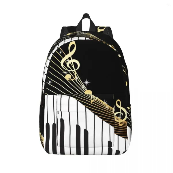 Mochila Homens Mulheres Escola de Grande Capacidade para Estudante Piano Notas de Música Bolsa