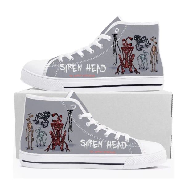 Ayakkabı Siren Head High En İyi Spor Sezunları Sıcak Karikatür Oyunu Erkek Kadınlar Genç Yüksek Kaliteli Moda Tuval Ayakkabıları Günlük Terzi Yapımı Sneaker