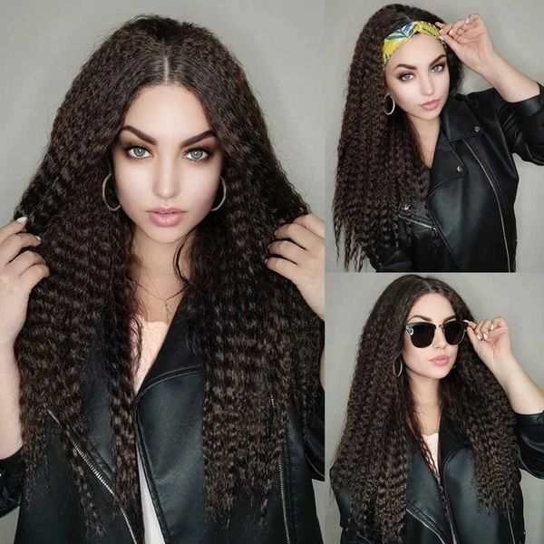 Perucas sintéticas cosplay perucas longas kinky encaracolado perucas sintéticas para mulheres negras preto marrom loiro gengibre vermelho cabelo branco afro kinky encaracolado perucas de cabelo sintético 240327