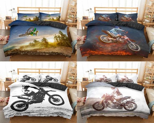 Homesky Set di biancheria da letto per motocross per ragazzi adulti bambini Copripiumino per moto da corsa fuoristrada letto singolo king size doppio vestito da 23 pezzi 2106153939848