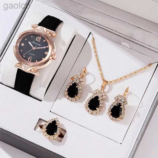 Relógios de pulso 5 pçs / set mulheres moda relógio de quartzo feminino relógio lua dial design de marca de luxo mulheres relógios simples senhoras relógios 24319