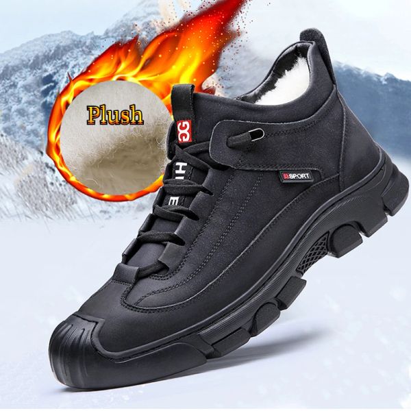 Stivali inverno scarpe sportive per uomini stivali da uomo di lusso da uomo esterno vera pelle casual moto stivali caldi caviglia di alta qualità