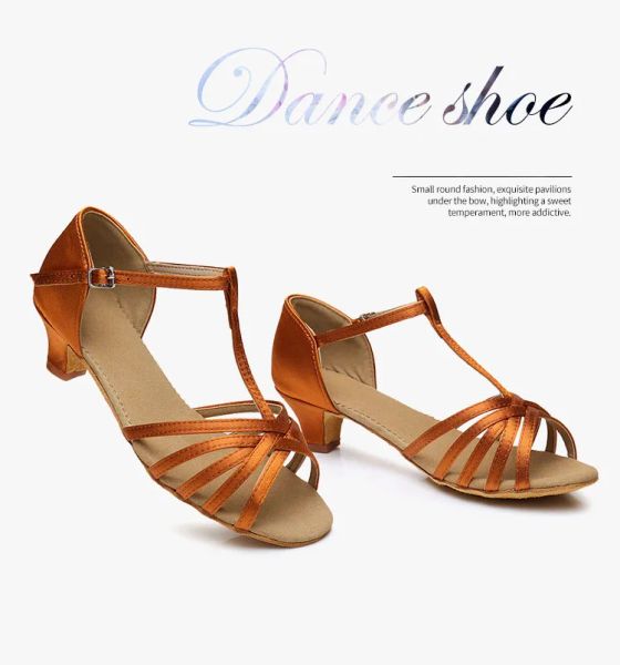 sapatos novos sapatos de dança latina de cetim Party Tango Ballroom Professional Sandals Sandals Soft For Women Girls Garotas Adultos Salto 4cm A183x