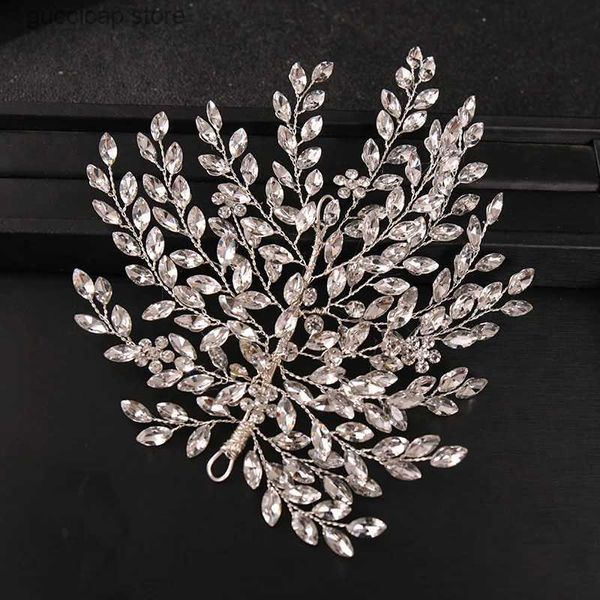 Tiaras piscando ornamentos strass pérola nupcial grampo de cabelo acessórios jóias casamento elegante cristal noiva pente de cabelo headwear y240319