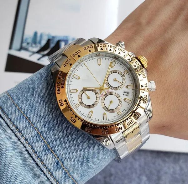 RLX data do calendário masculino Cronógrafo multifuncional Seis agulhas Função completa vender data do calendário masculino Relógios de pulso relógios relógio de quartzo 3 olhos relógio de luxo Safira