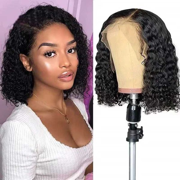 Perucas sintéticas Cosplay Perucas Nova peruca para mulheres com cabelo preto curto em cachos pequenos peruca de seda sintética de alta temperatura headpiece 240328 240327