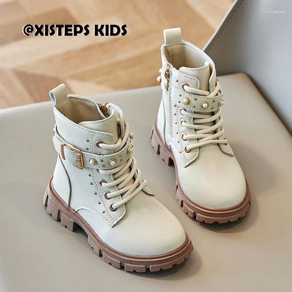 Stiefel Schnalle Knöchel für Kinder Mädchen Jungen 2024 Auutmn Winter 3-12Y Kleinkind Mode Schwarz Beige Braun Rutschfeste Schuhe