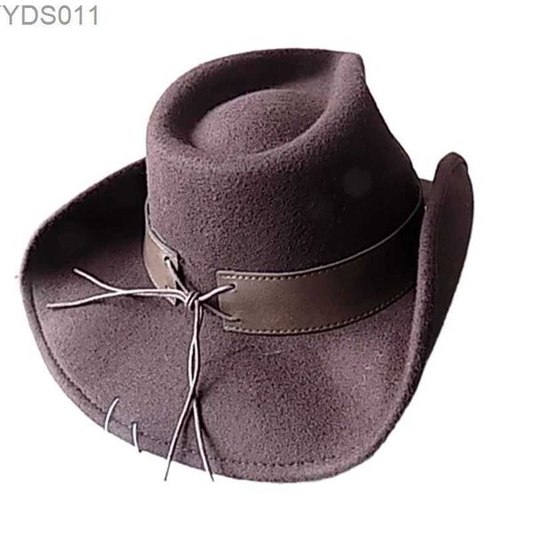 Ampla borda chapéus balde personalizado atacado inverno quente denim feltro chapéu de lã cinto de couro decoração de metal pesca 240319