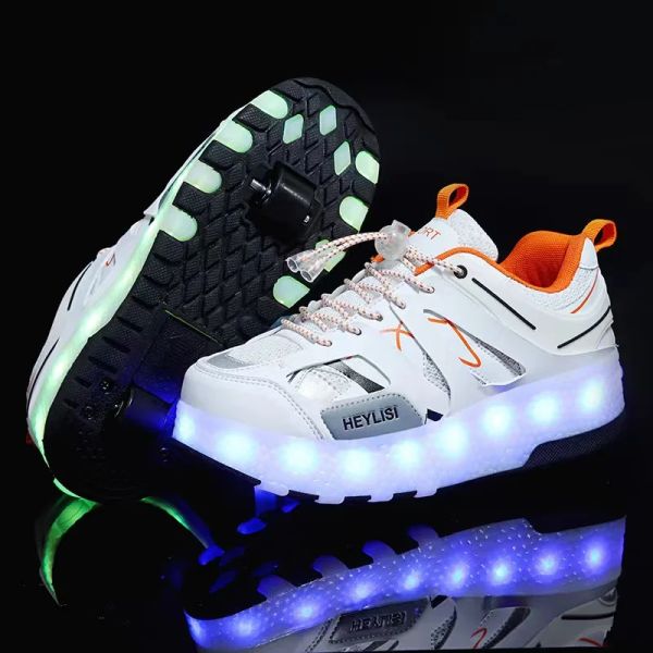 Scarpe USB ricarica due ruote con sneaker luminose a una ruota scarpe da skate a rulli leggeri per bambini a led scarpe ragazzi ragazze