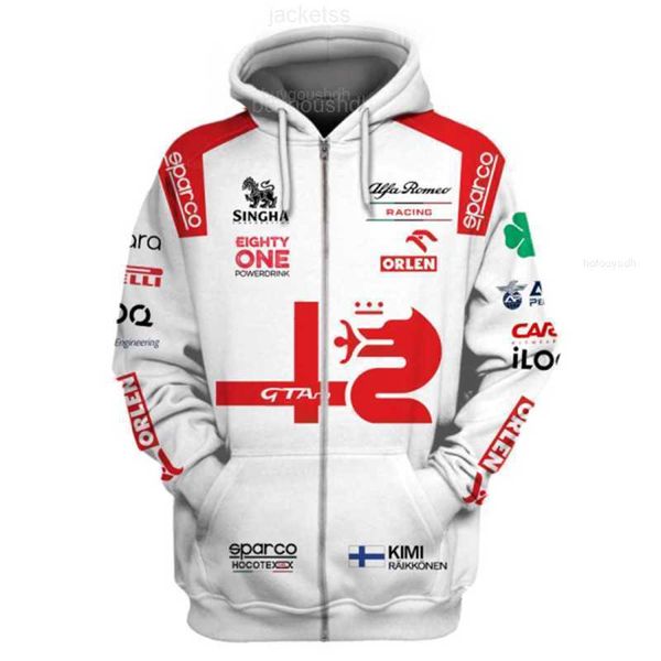 Felpe con cappuccio da uomo Felpe 2024 Hot Fall F1 Formula 1 Felpa con cappuccio con cerniera dell'Alfa Romeo Team Men_s Outdoor Racing Sport estremi Leis