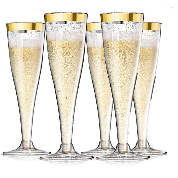 Einwegbecher Strohhalme 5 Teile/satz Kunststoff Klar Champagner Cocktail Gläser Wein Für Hochzeit Geburtstag Party Drinkware Liefert