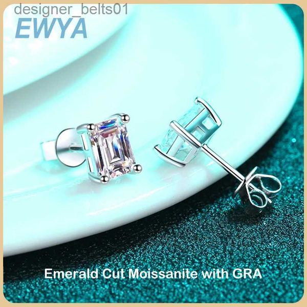 Stud EWYA Echte 1 Karat Moissanit Diamant Ohrstecker für Frauen S925 Sterling Silber Überzogene PT950 Ohrring Ohrstecker Edlen SchmuckC24319