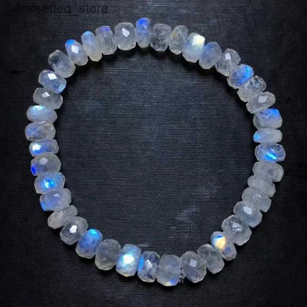 Charme Pulseiras Natural Azul Luz Moonstone Clear Beads 6.5mm Mulheres Moonstone Stretch Crystal Clear Round Beads AAAAA L240319