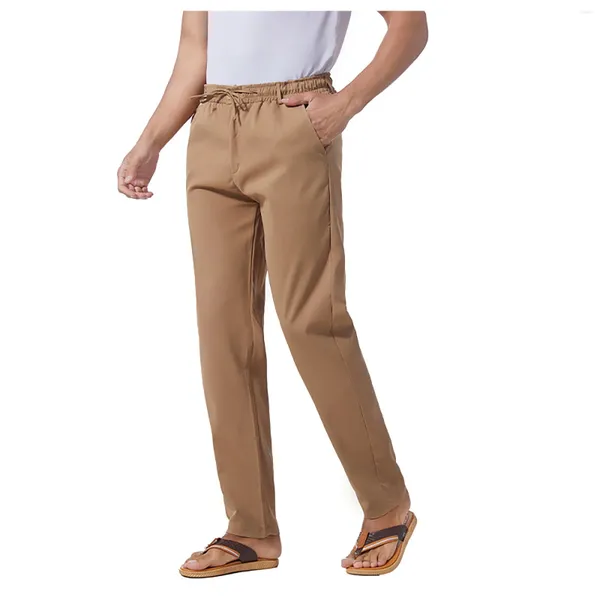 Pantaloni da uomo Salopette con coulisse Pantaloni elasticizzati moderni dritti in twill di cotone da escursionismo casual