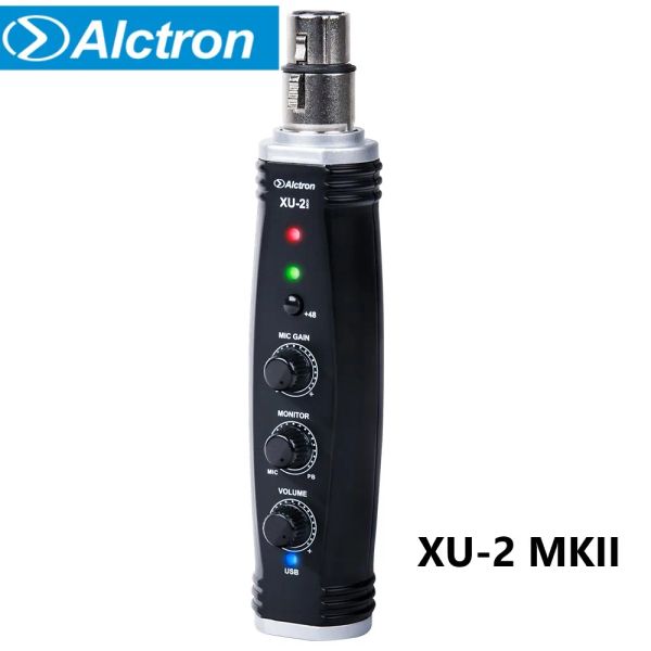 Microfones Alctron XU2 MKII Conversor USB XLR para USB Pré-amplificador de microfone Interface de áudio de computador Conversor de áudio digital com fonte de alimentação