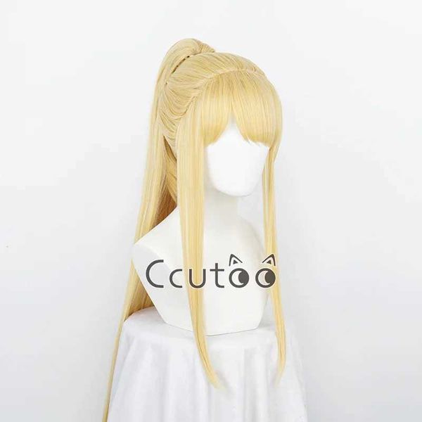 Sentetik peruk cosplay perukları anime fullmetal simyalı winry rockbell peruk altın uzun sentetik saç çip atış kuyruğu cosplay kostüm perukları 240328 240327