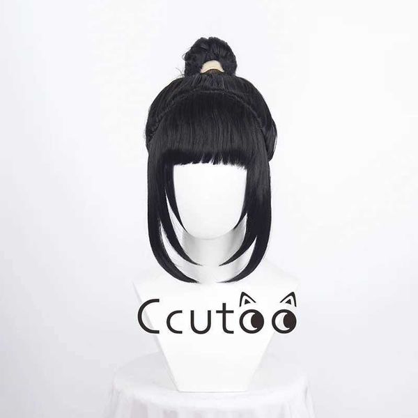 Parrucche sintetiche Parrucche cosplay ShadowHeart Parrucca cosplay Gioco Baldurs Gate 3 Lunga nera con orecchie Capelli sintetici resistenti al calore Parrucche per feste di Halloween + Cappellino per parrucca 240328 240327