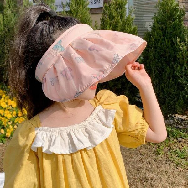 Berretti 2024 Cappello per bambini in stile coreano Cute Baby Girl Bow Protezione solare Cofano a conchiglia Outdoor Air Top Sunhat