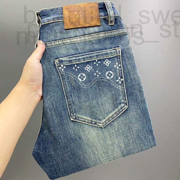 Jeans da uomo firmati Designer di lusso di fascia alta blu per uomo Nuova moda coreana elasticizzata da uomo allentata piccolo tubo dritto pantaloni versatili IB5Y H990