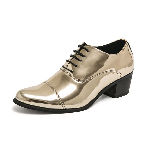 Scarpe nuove uomini scarpe dorate formali con tacchi alti oxfords autunno primavera mocassini altezza rossa maschio aumento vestito con la barca scarpe gommino gommino