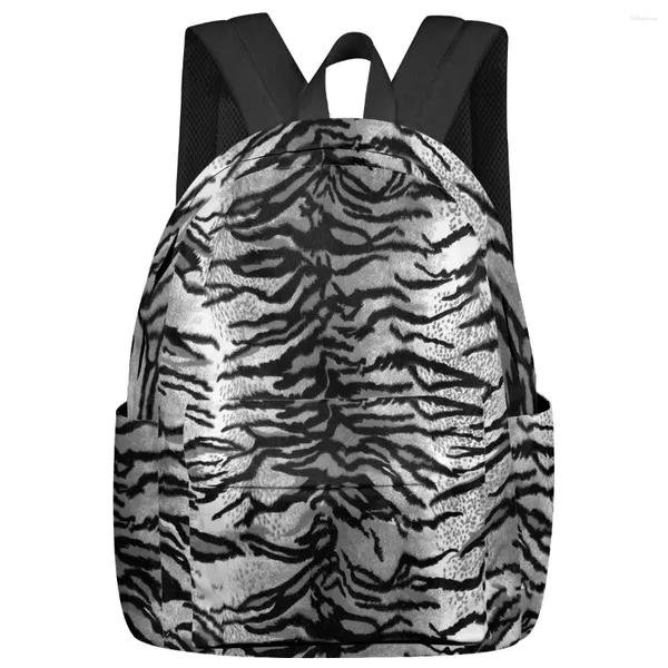 Zaino Animale Pelle di tigre Nero Bianco Donna Uomo Zaini Scuola da viaggio impermeabile per studenti Ragazzi Ragazze Borse per laptop Mochilas