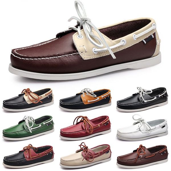 Sapatos casuais masculinos preto lazer prata taupe dlives marrom cinza vermelho verde andando baixo macio multis couro masculino tênis ao ar livre formadores sapatos de barco respirável aa028