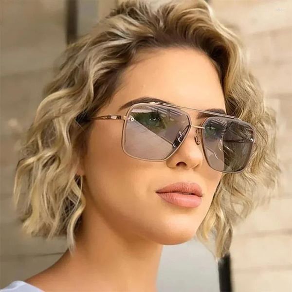 Sonnenbrille, klassisch, quadratisch, cool, für Herren, Vintage-Design, Metall, Sonnenbrille für Damen, UV400