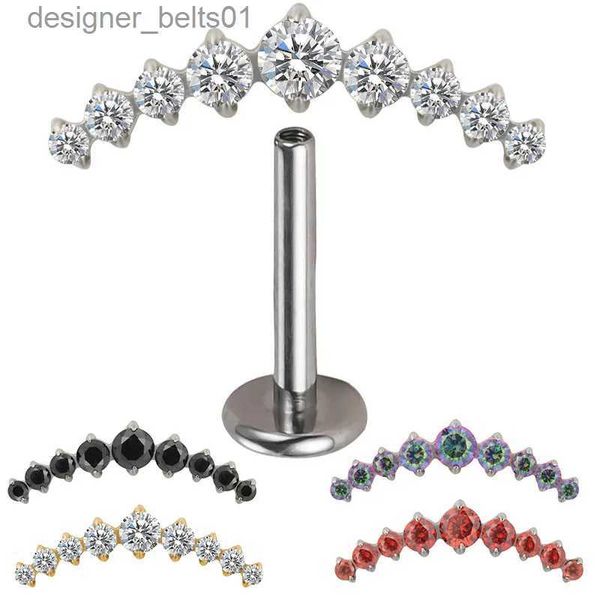 Stud G23 Titanium EAR PIERC Internamente Thread 9 Prong CZ Pave Top Ear Rings Cartilagem Tragus Brincos Lip Stud Helix Piercing JewelryC24319