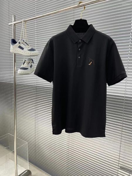 Herren-Poloshirts 2024 im Frühling/Sommer-Stil, Boutique-Seide-Baumwolle, maßgeschneidertes Wasserwaschmuster, handwerkliches Polo-Hals-Sport-Luxus-T-Shirt