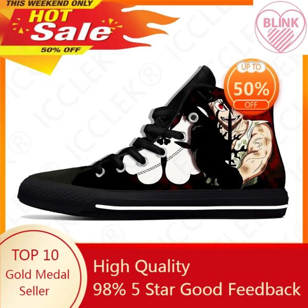 Sapatos japoneses anime mangá desenho animado de trevo preto ata casual top top quente quente leve masculino feminino adolescente tênis