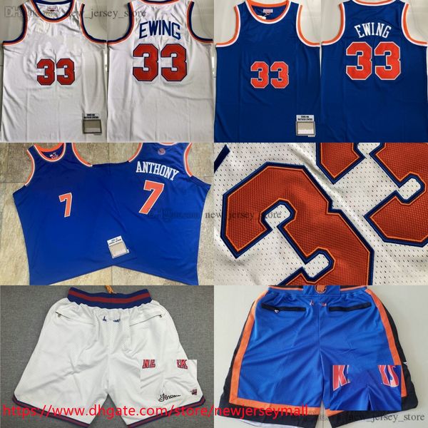 Klassische Retro-Authentische Stickerei 1985–86 Basketball 33 Patrick Ewing Trikot 2012–13 Vintage 7 Carmelo Anthony Trikot Echt genähte atmungsaktive Sport Just Don Short