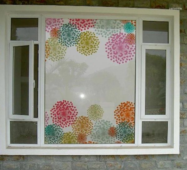 Fensteraufkleber bunte helle geometrische Abstraktion Glas Aufkleber Frosted Film Schiebetür Badezimmer Balkon Dekoration