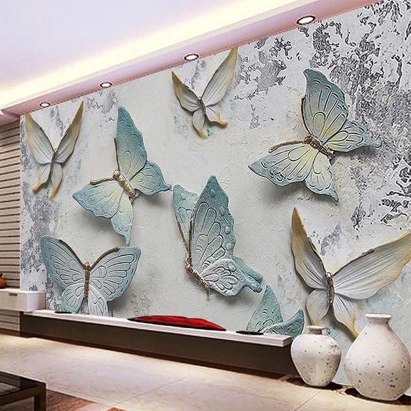 Tapeten Benutzerdefinierte Wandbild Tapete Moderne 3D Relief Schmetterling Hintergrund Tapeten für Wände Wohnzimmer TV Sofa Wohnkultur Papel de Parede