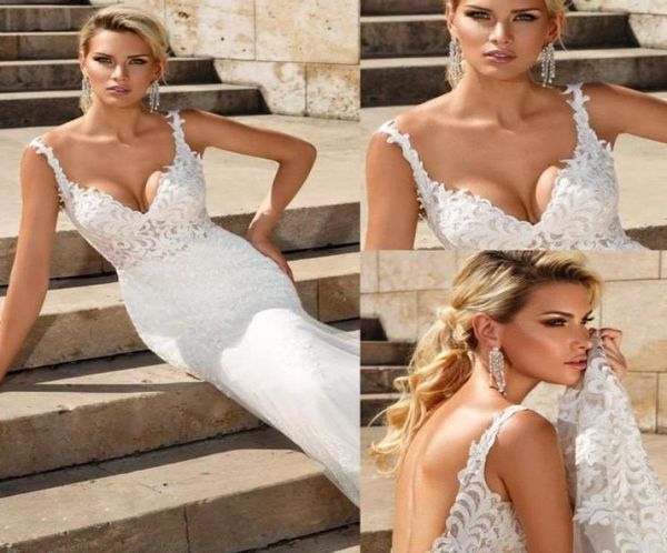 Semplice Plus Size Romantico Pizzo Sirena Abiti da sposa Scollo a V Backless Pavimento Abiti da sposa lunghi Abiti da sposa Abiti da sposa B5981122