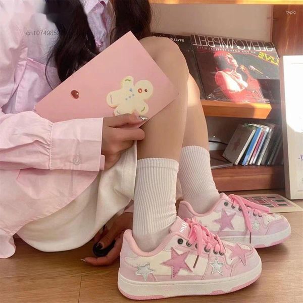 Scarpe casual Aoger Star Sweet Cute Studenti Tela rosa Y2k Coreano Preppy Moda Tempo libero Donna Sneaker Estate Bordo traspirante