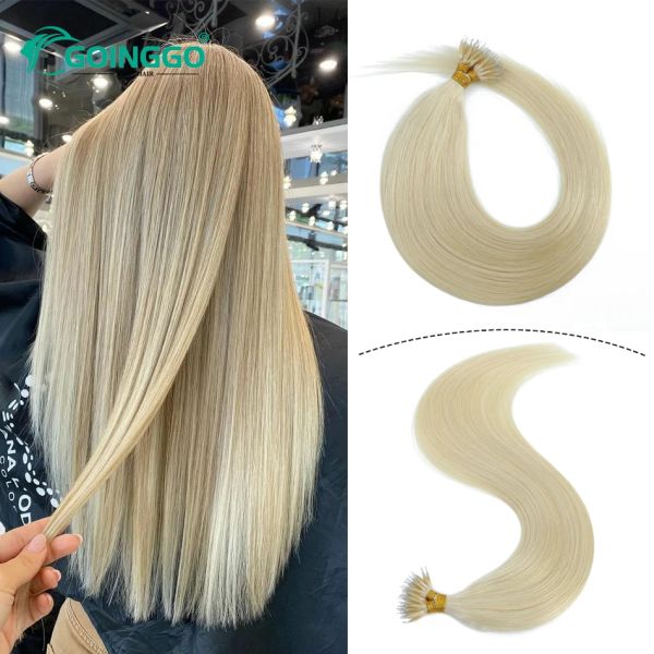 Extensions, Nano-Ring-Haarverlängerung, echtes menschliches Haar, natürliches Highlight-Blond, glatt, Mikroperlen-Haarverlängerung, 0,8 g/1 g/Strähne 1226 Zoll