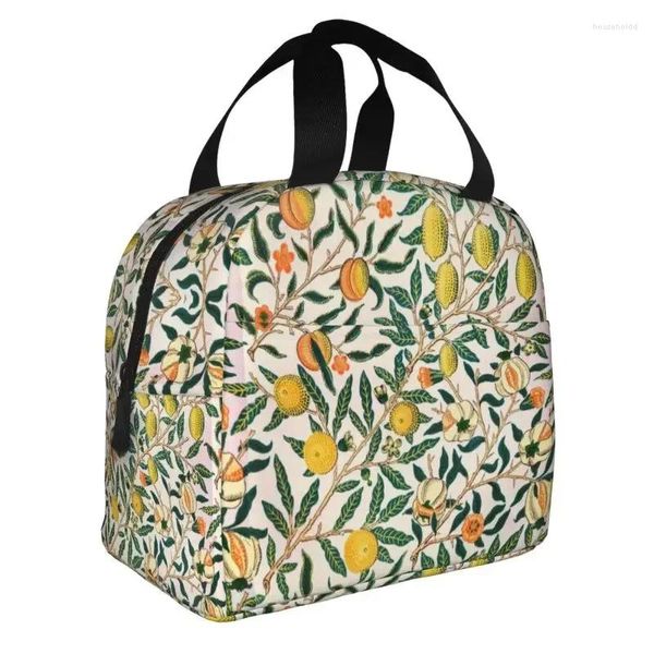 Borse portaoggetti William Morris Frutta Pranzo isolato per campeggio Viaggi Modello tessile Dispositivo di raffreddamento termico portatile Bento Box Donna Bambini