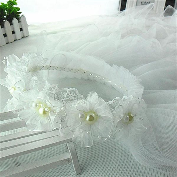 Partydekoration Mädchen Kinder Blume Weißer Schleier Stirnband Hochzeit Prinzessin Kopfbedeckung Haarschmuck Geburtstag Gefälligkeiten Ostern Weihnachten