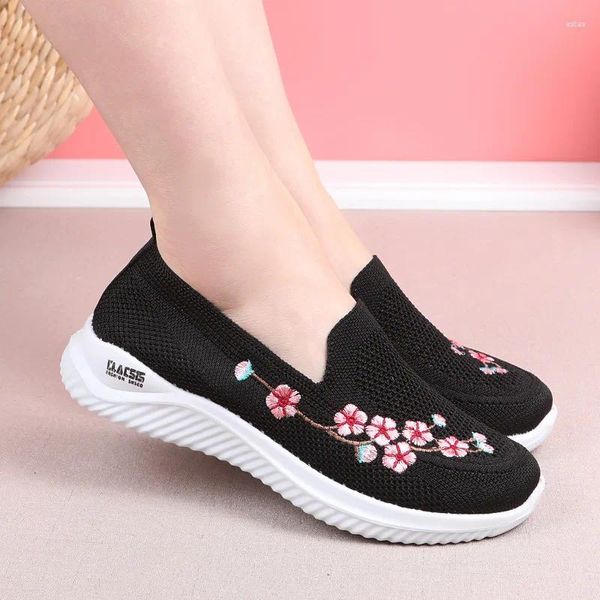 Casual Schuhe Frauen Turnschuhe Mesh Atmungsaktive Floral Komfort Mutter Weiche Einfarbig Mode Weibliche Schuhe Leichte Zapatos De Mujer