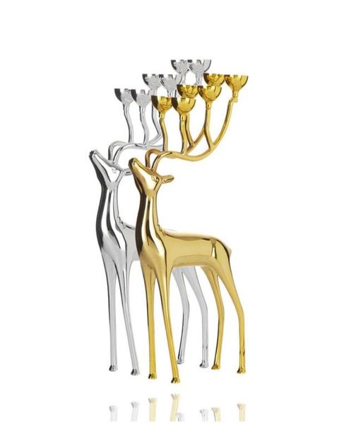 Sliver ouro elk castiçal cervos chá luz titular correspondência bola vela presente de casamento decoração para casa chirstmas decoração dec2206855550