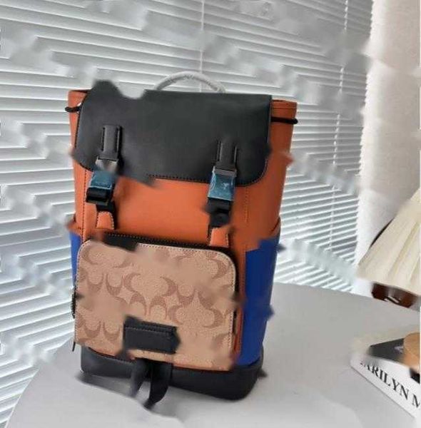 Designer mochila de luxo marca bolsa dupla alças mochilas mulheres carteira real sacos de couro senhora contraste pulsos duffle bagagem por fenhongbag